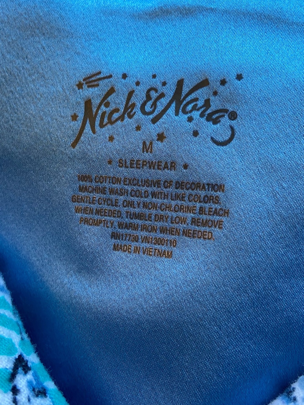 Nick and Nora Pajama Set Owls M Blue Cotton Flannel Pockets Arts & Crafts - Picture 8 of 16